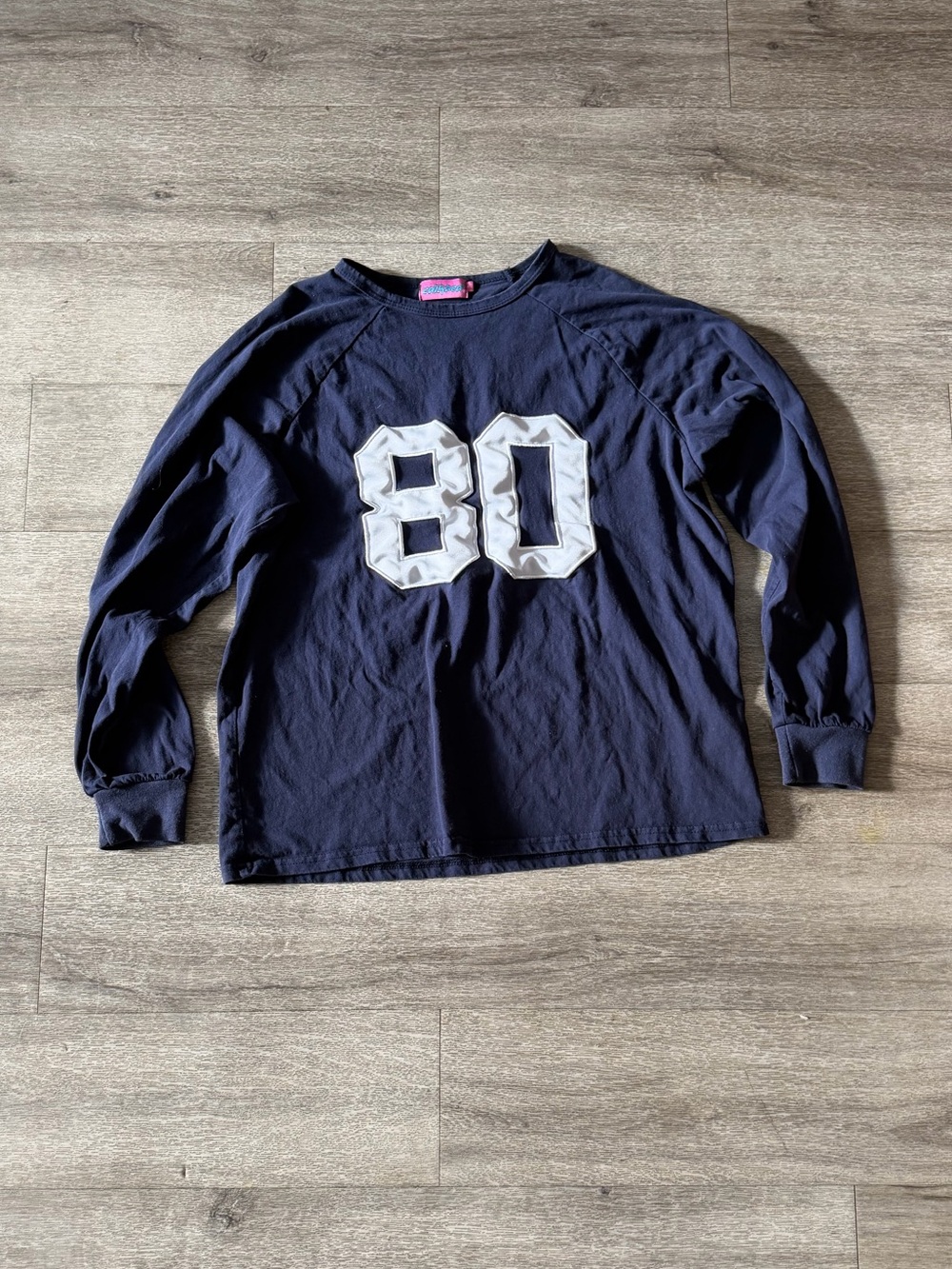 Edikted Navy Long-Sleeve Tee with White '80' Graphic
